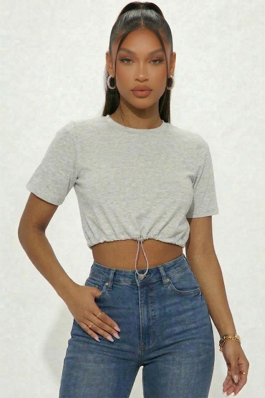 French Terry Toggle Drawstring Crop Top
