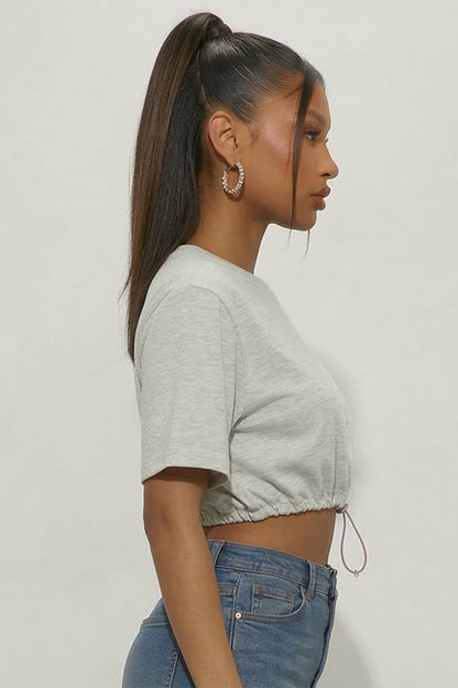 Top corto de rizo francés con cordón ajustable