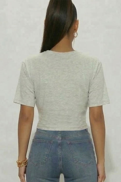 Top corto de rizo francés con cordón ajustable