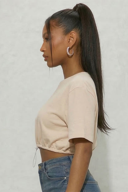 Top corto de rizo francés con cordón ajustable