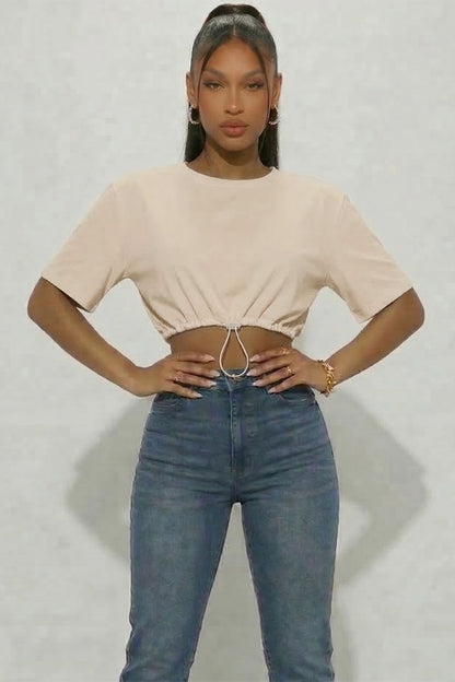 Top corto de rizo francés con cordón ajustable