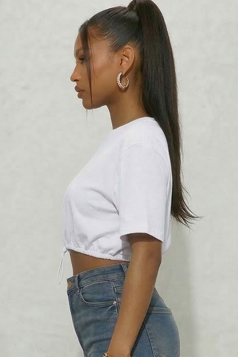 Top corto de rizo francés con cordón ajustable