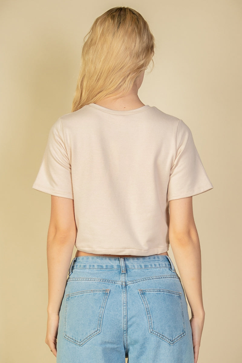 French Terry Toggle Drawstring Crop Top - Capella Apparel