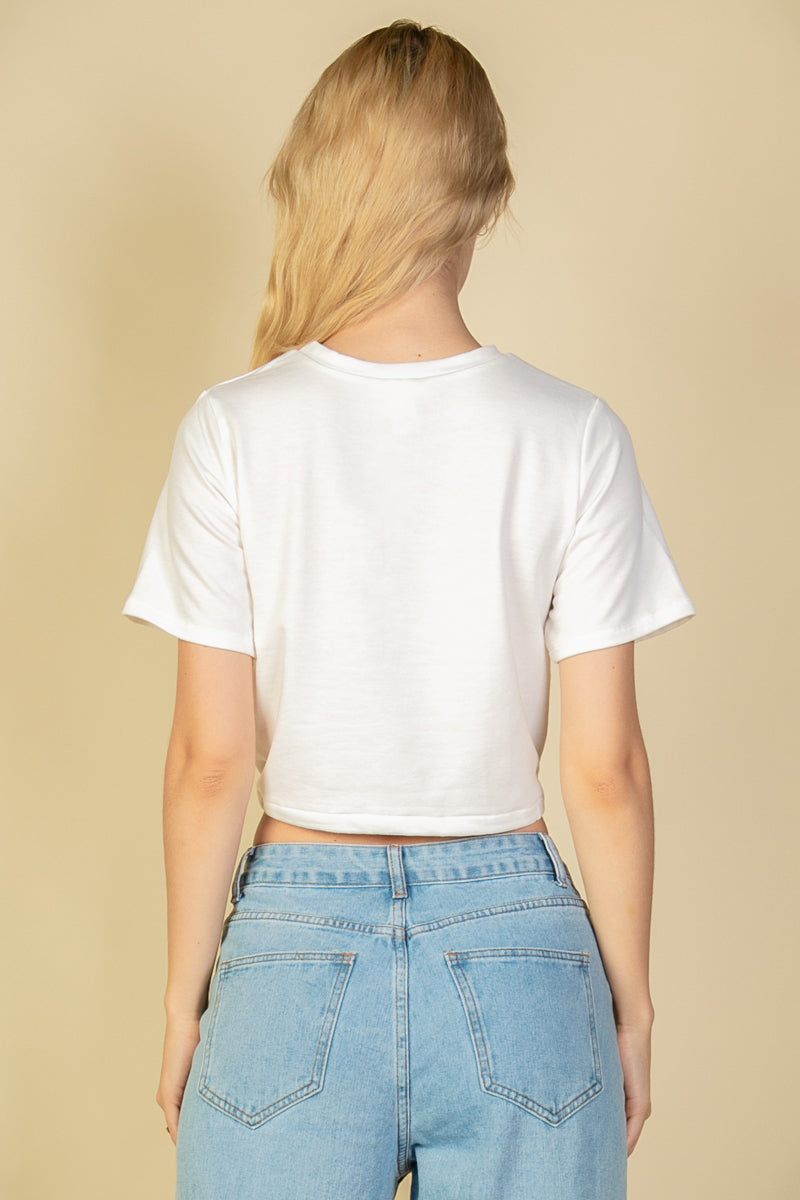 French Terry Toggle Drawstring Crop Top - Capella Apparel