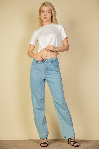 French Terry Toggle Drawstring Crop Top - Capella Apparel