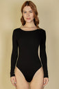 Ribbed Scoop Neck Long Sleeve Bodysuit - Capella Apparel