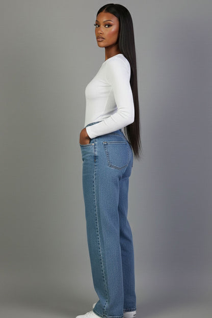 Ribbed Round Neck Long Sleeve Top