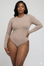 Plus Solid Long Sleeve Round Neck Bodysuit