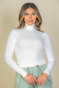 Ribbed Turtleneck Long Sleeve Top - Capella Apparel