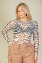 Plus Size Zebra Print Sexy Sheer Mesh Bodysuit - Capella Apparel