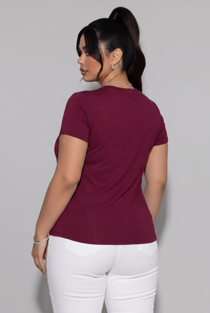 Fine-Gauge Knit Short Sleeve Crew Neck Fitted Tee
