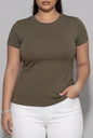Fine-Gauge Knit Short Sleeve Crew Neck Fitted Tee