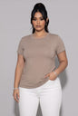 Fine-Gauge Knit Short Sleeve Crew Neck Fitted Tee