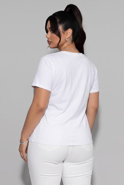 Fine-Gauge Knit Short Sleeve Crew Neck Fitted Tee