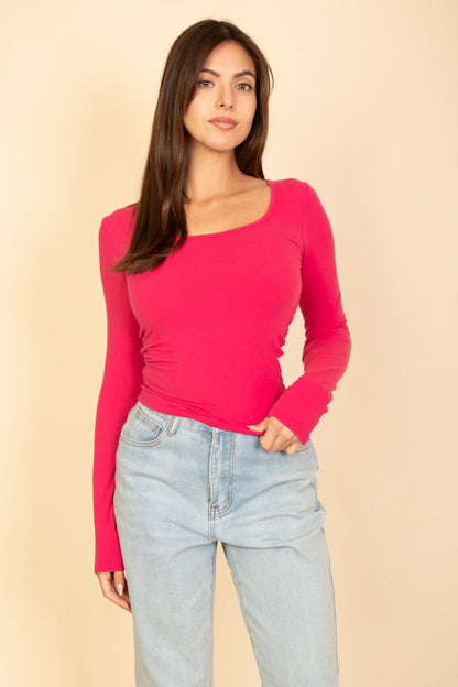 Square Neck Long Sleeve Top