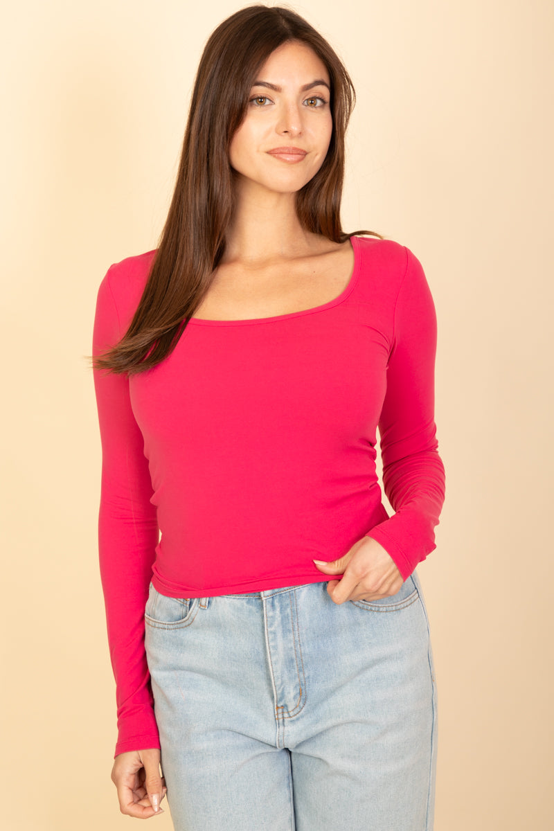 Square Neck Long Sleeve Top