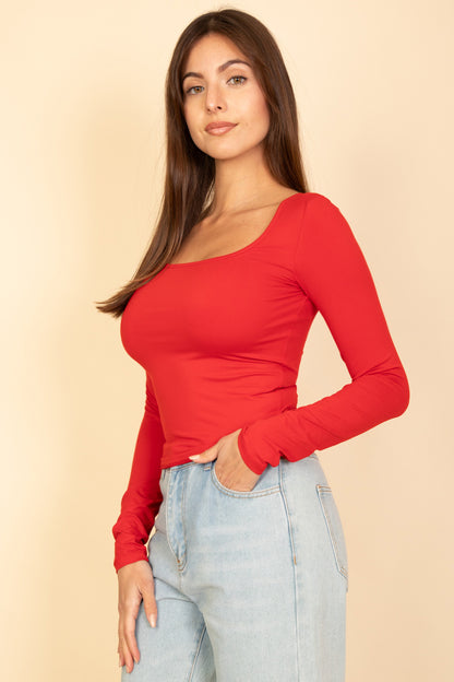 Square Neck Long Sleeve Top