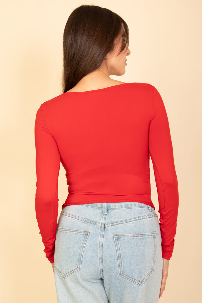 Square Neck Long Sleeve Top