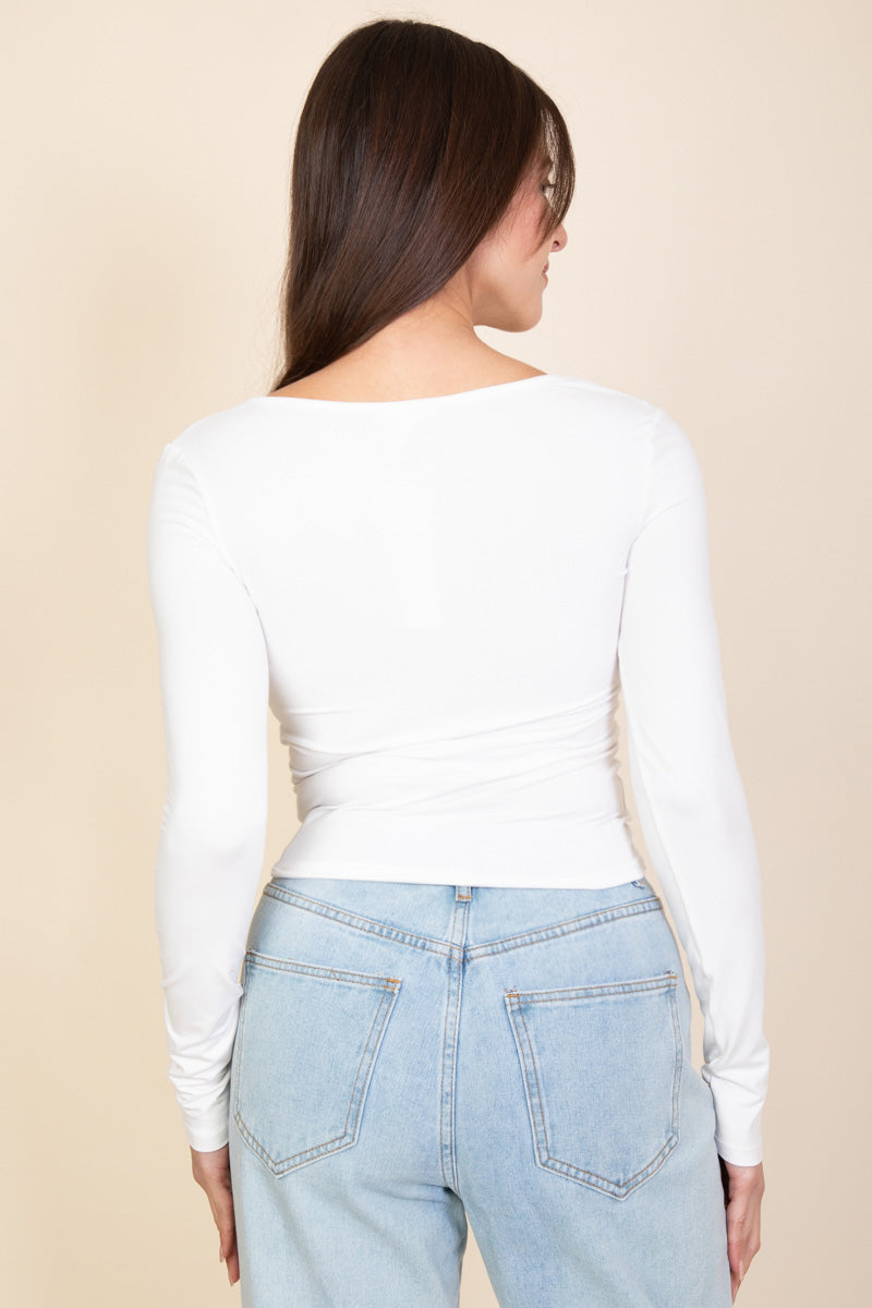 Square Neck Long Sleeve Top