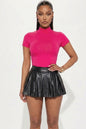 Solid Mock Neck Short Sleeve Top