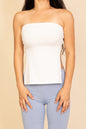 Strapless Ribbed Side-Slit Flare Top
