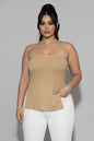 Plus Strapless Ribbed Side-Slit Flare Top