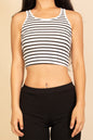 Ribbed Striped Racerback Crop Tank Top