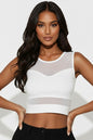 Sheer Mesh Panel Crop Tank Top
