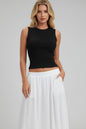 Sleeveless Mock Neck Top with Adjustable Side Slit Tie