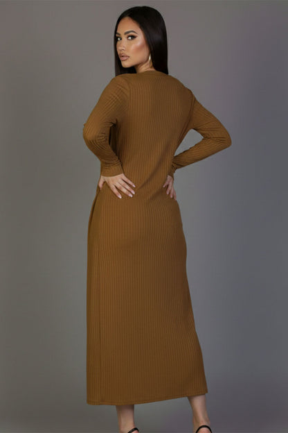 Ribbed Cardigan & Cami Midi Bodycon Dress (CAPELLA)