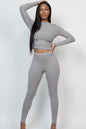 Ribbed Mock Neck Long Sleeve Top & Leggings Set