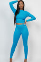 Ribbed Mock Neck Long Sleeve Top & Leggings Set