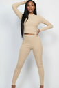 Ribbed Mock Neck Long Sleeve Top & Leggings Set