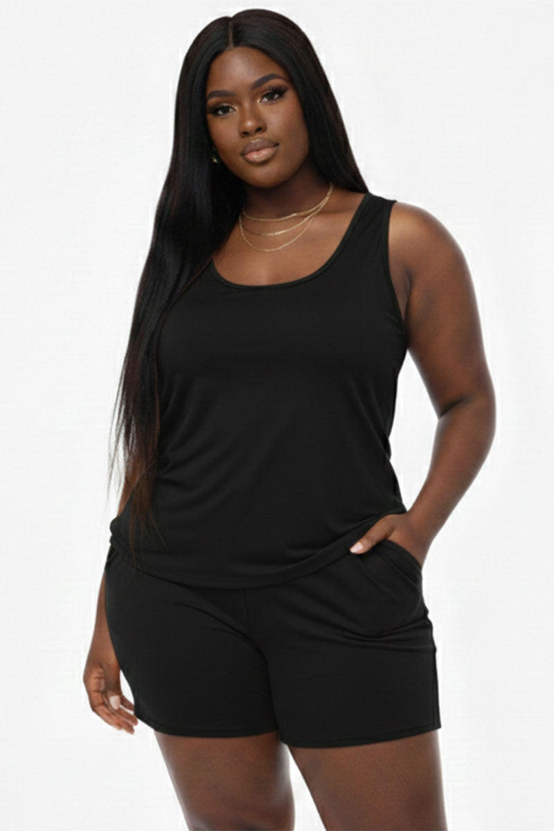 Conjunto cómodo de camiseta sin mangas y pantalones cortos Plus