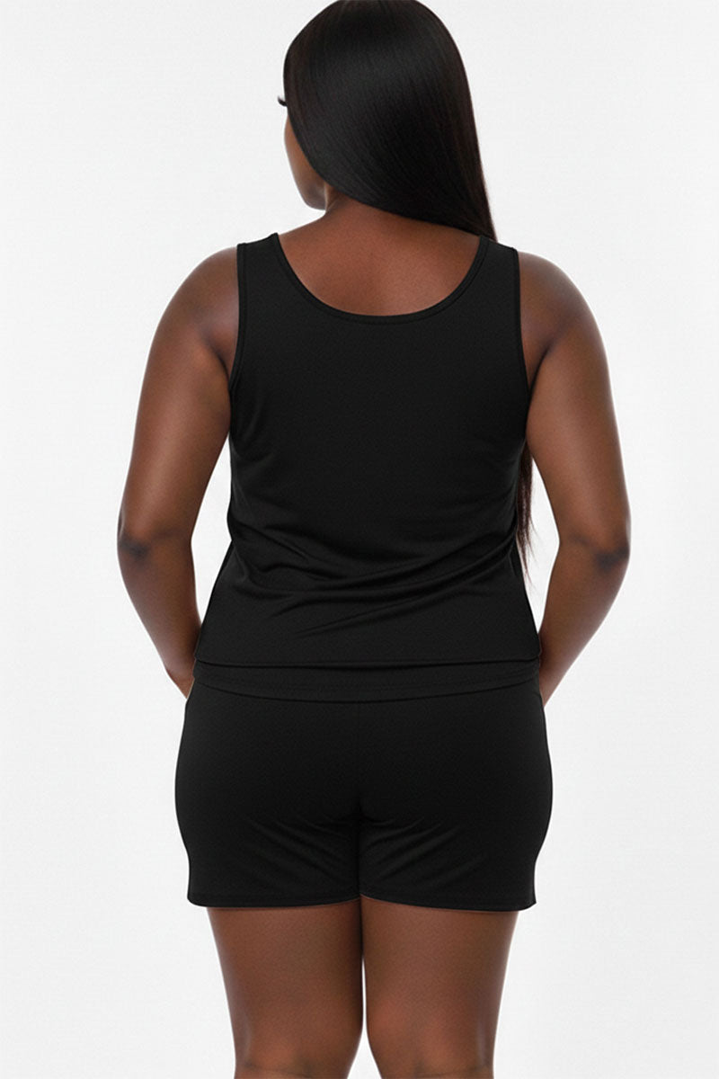 Conjunto cómodo de camiseta sin mangas y pantalones cortos Plus