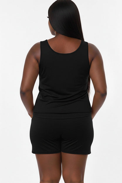 Conjunto cómodo de camiseta sin mangas y pantalones cortos Plus