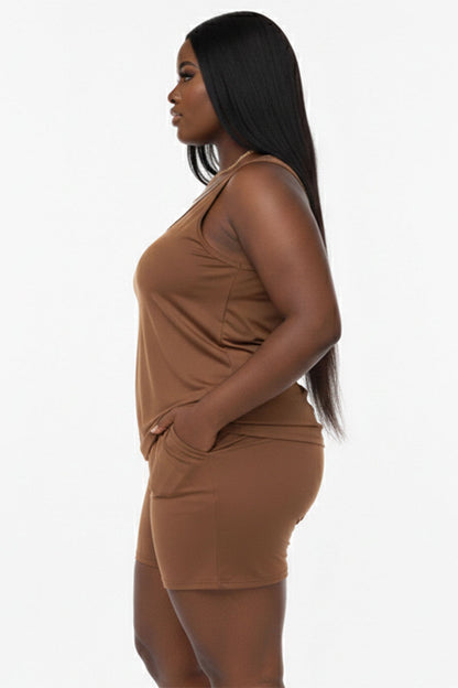 Plus Comfy Tank Top & Shorts Set (CAPELLA)