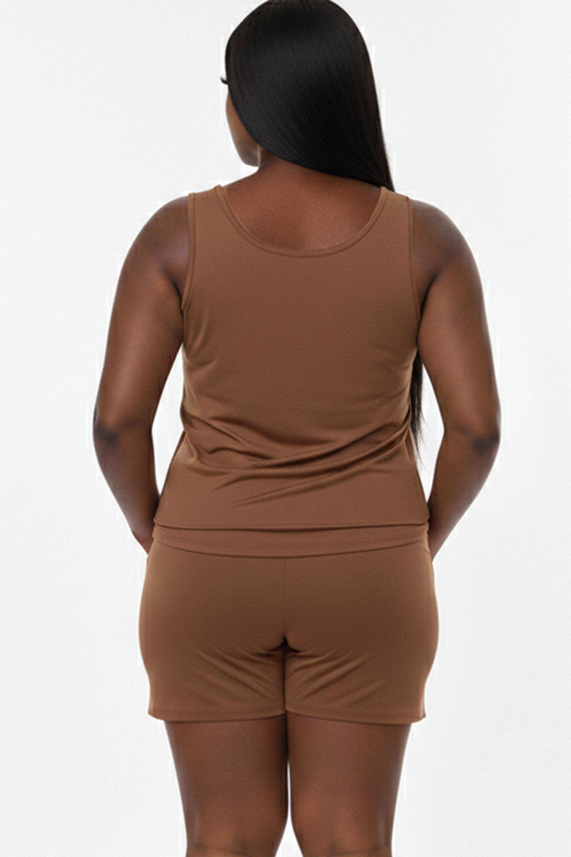 Conjunto cómodo de camiseta sin mangas y pantalones cortos Plus