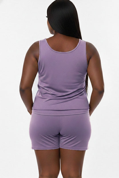 Conjunto cómodo de camiseta sin mangas y pantalones cortos Plus