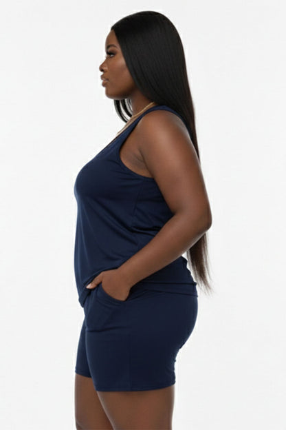 Conjunto cómodo de camiseta sin mangas y pantalones cortos Plus