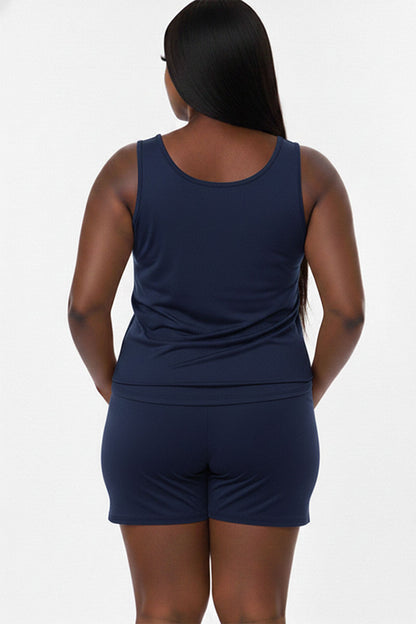 Conjunto cómodo de camiseta sin mangas y pantalones cortos Plus