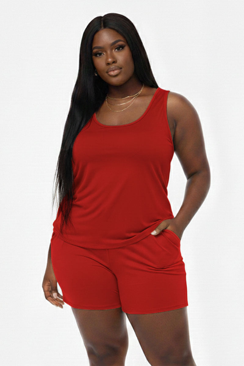 Conjunto cómodo de camiseta sin mangas y pantalones cortos Plus