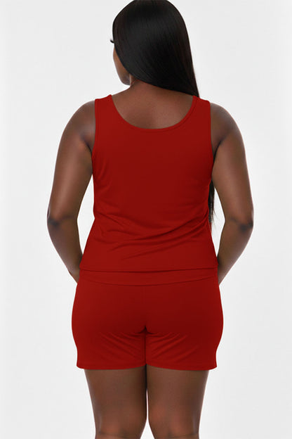 Conjunto cómodo de camiseta sin mangas y pantalones cortos Plus