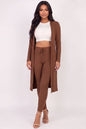 Conjunto de cárdigan largo de canalé y leggings
