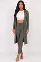 Conjunto de cárdigan largo de canalé y leggings