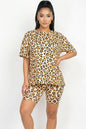 Animal Print Loose Fit Top & Biker Shorts Set