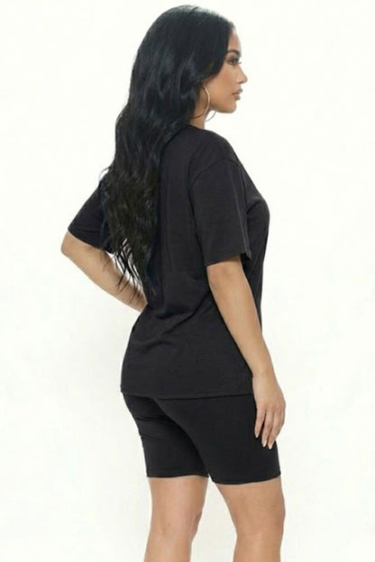 Loose Fit Top & Biker Shorts Set