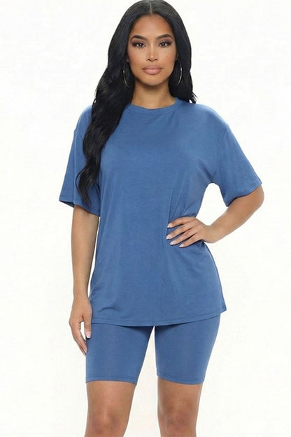 Loose Fit Top & Biker Shorts Set