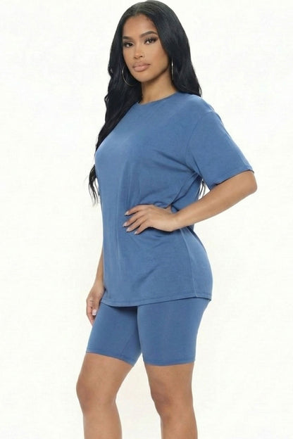 Loose Fit Top & Biker Shorts Set