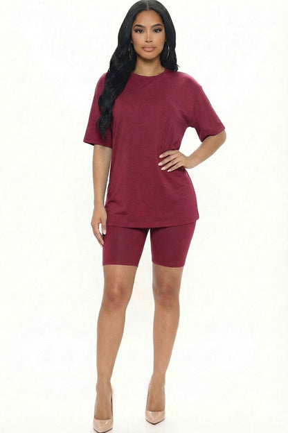 Loose Fit Top & Biker Shorts Set